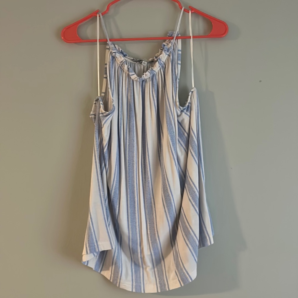 Blue and white striped tank